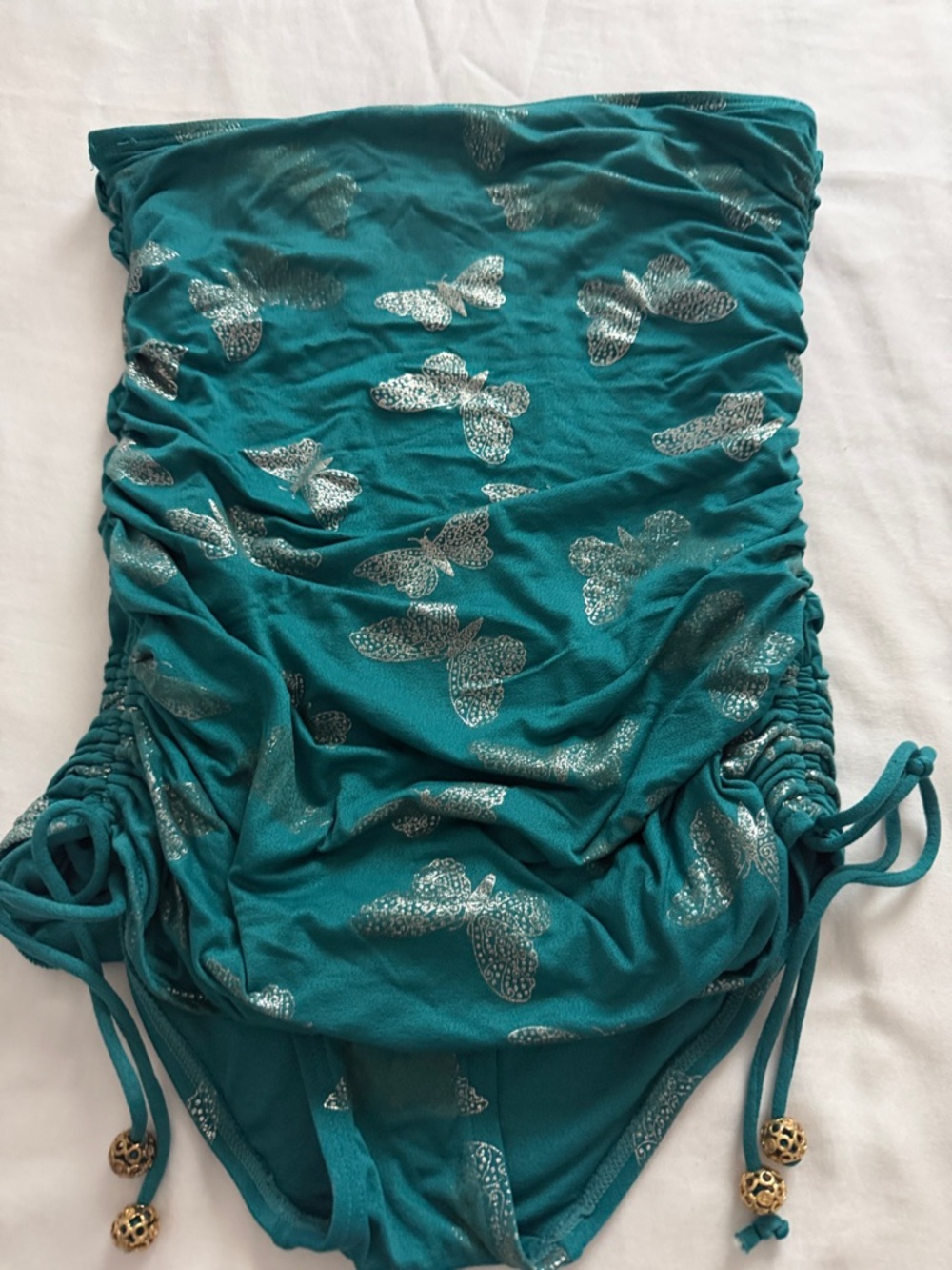 Juicy Couture Teal Butterfly Ruched One-Piece Swimsuit Size S